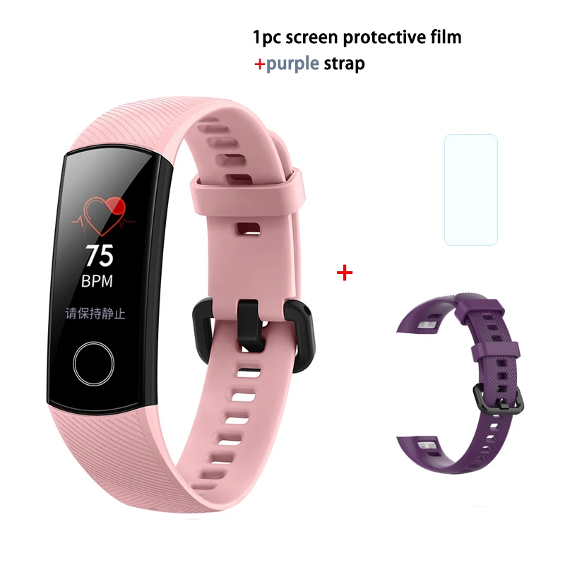 pink add purple Фитнес-трекер HUAWEI Honor Band 4 6-осевым инерционным монитор сердечного ритма полный сенсорный экран AMOLED Цвет Экран смарт-браслет - Цвет: pink add purple