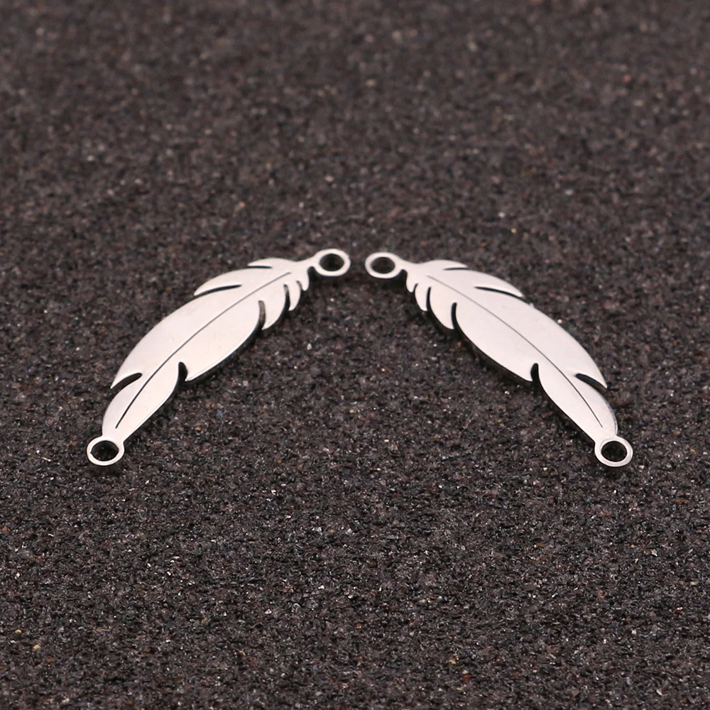 10pcs/lot Stainless Steel  feather Pendants Floating Charms  for Jewelry Making Charms Bracelet Necklace Accessories Wicca images - 6