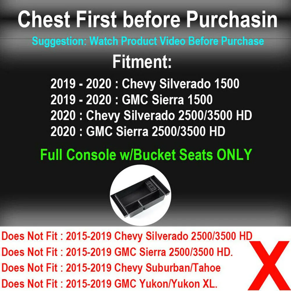 Черный Автомобильный органайзер для центральной консоли лоток Chevy Sierra 1500 2019