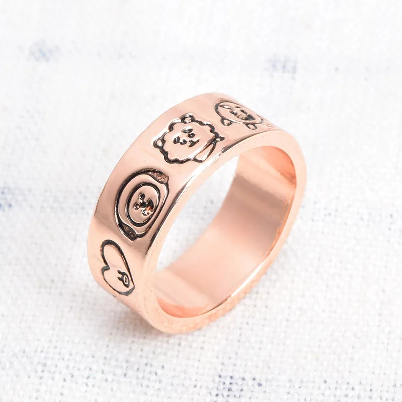 

Kpop Bangtan Boys Anime Lovers Ring Boy Girl Trend 2021 Cartoon Animal Couple Ring Unisex Fashion Punk Jewelry Gift BTS-787