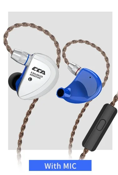 CCA C16 8BA единицы в ухо наушник 16 сбалансированная арматура HIFI Мониторинг наушники гарнитура со съемным отсоединением 2PIN кабель - Цвет: C16 with  mic