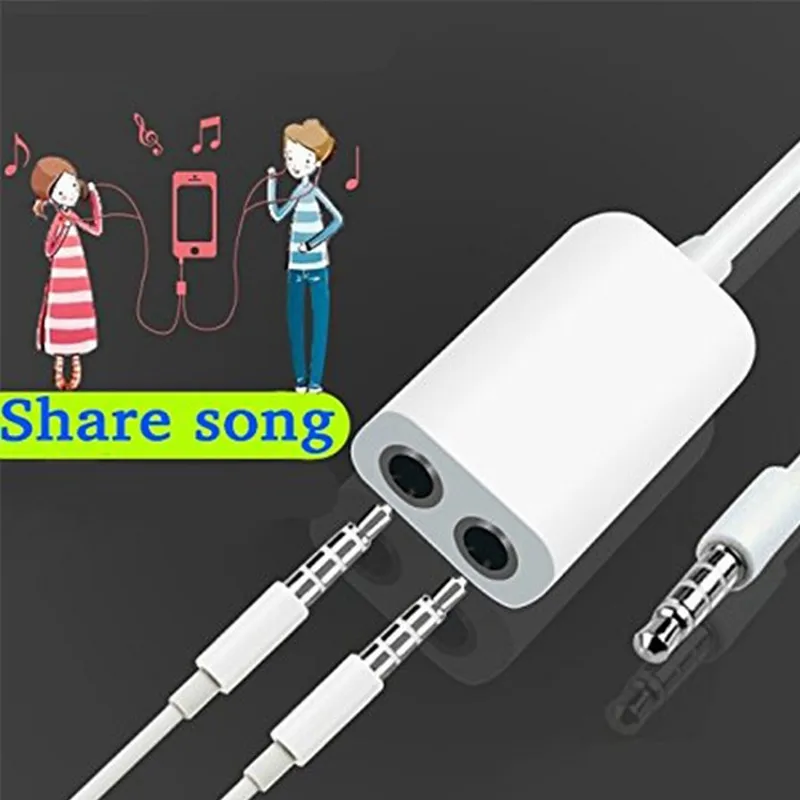 

Universal 3.5mm 1 Male to 2 Dual Female Jack Audio Headphone Splitter Cable For iPhone cabo auxiliar fil auxiliaire pour music