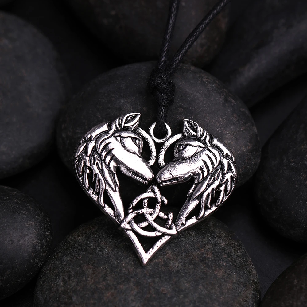 Dawapara Ирландская троица символ сердце кулон волк амулет животное ожерелье