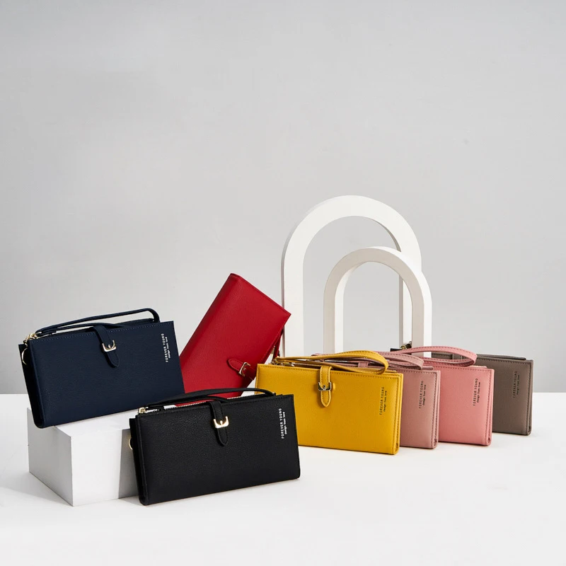 Женский Длинный кошелек с ремешком на запястье Дамский клатч несколькими