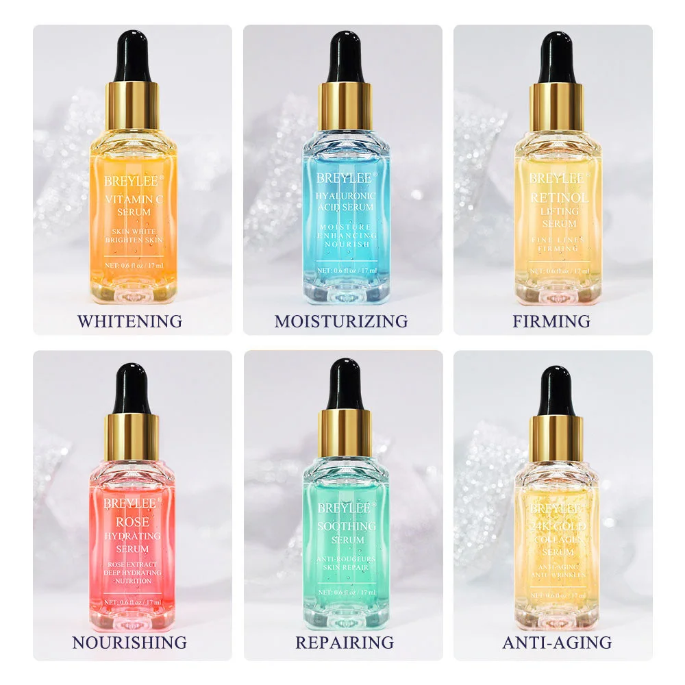 

17ml VC Retinol Hyaluronic acid Rose 24K Gold Original Liquid Facial Essence Serum Lifting Firming Moisturizing Whiten Face Care