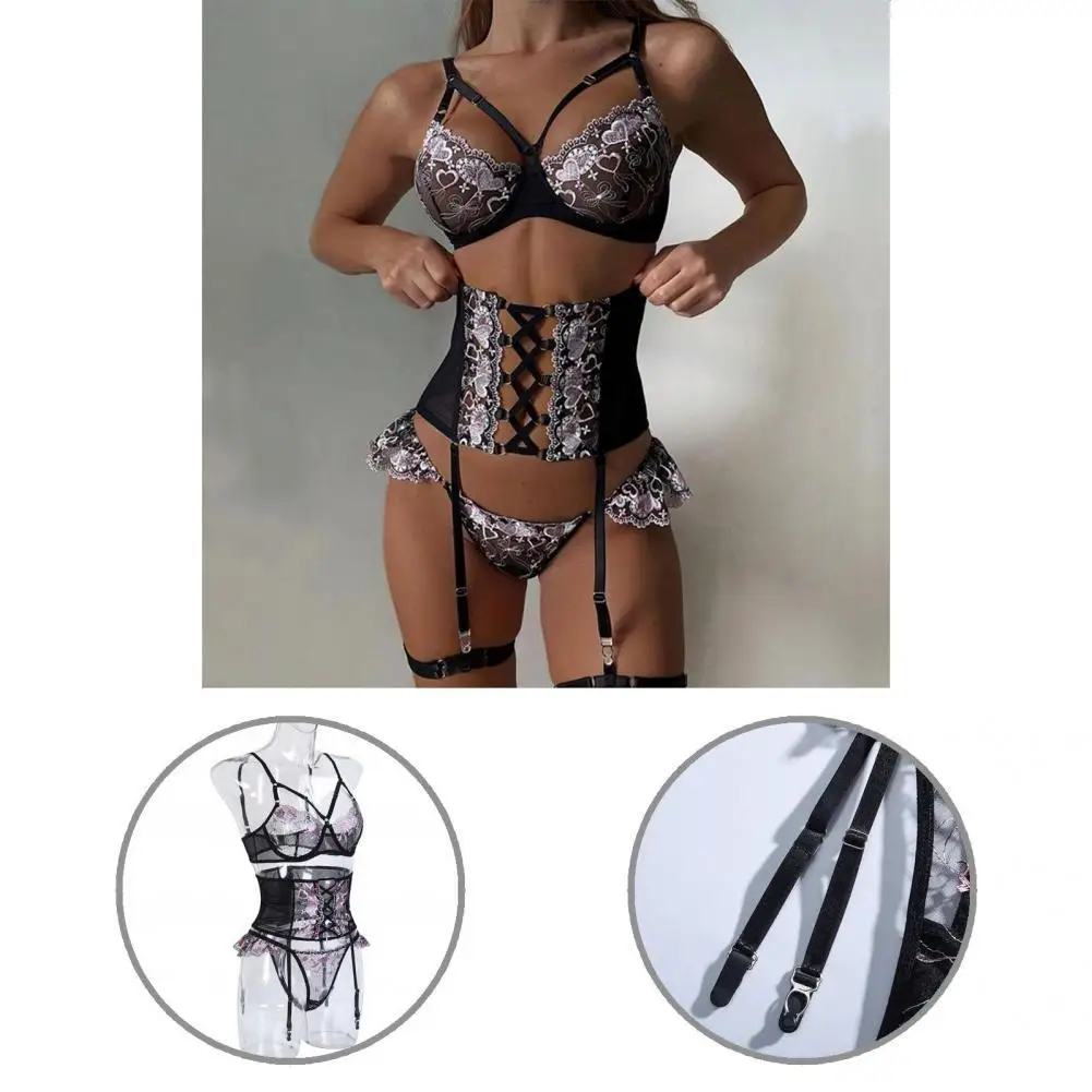 Fashion Bra Thong Corset Set Half Cup Breathable Sexy Bra Panties Corset Bra Thong Corset Set 3Pcs/Set