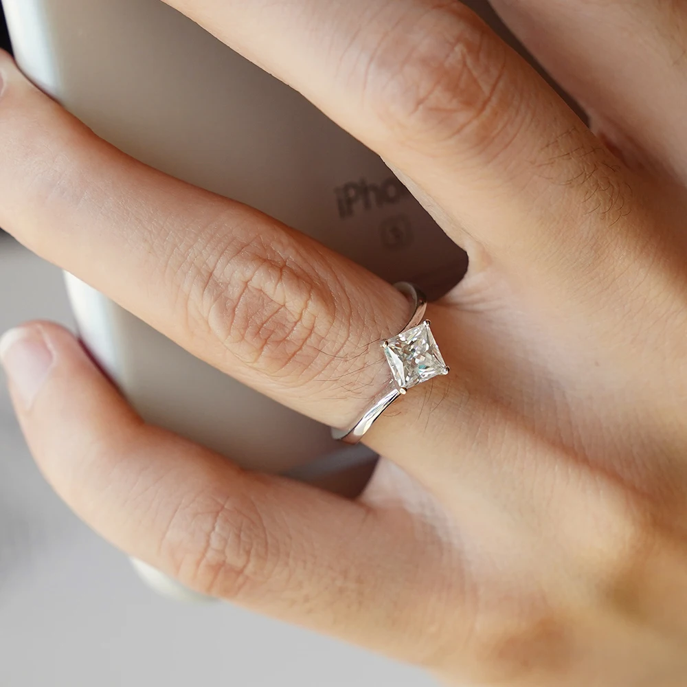 

JOVOVASMILE, драгоценный камень с муассанитом, классическое простое кольцо с 4 когтями для девушек, искусственное серебряное ювелирное изделие д...