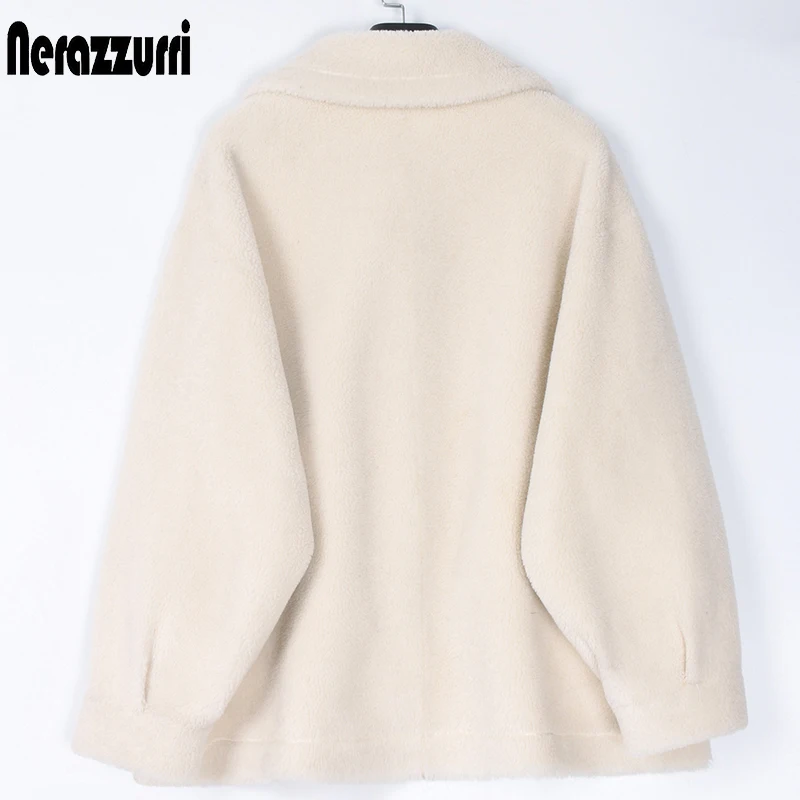 Куртка женская зимняя короткая теплая из искусственной овечьей кожи с длинным