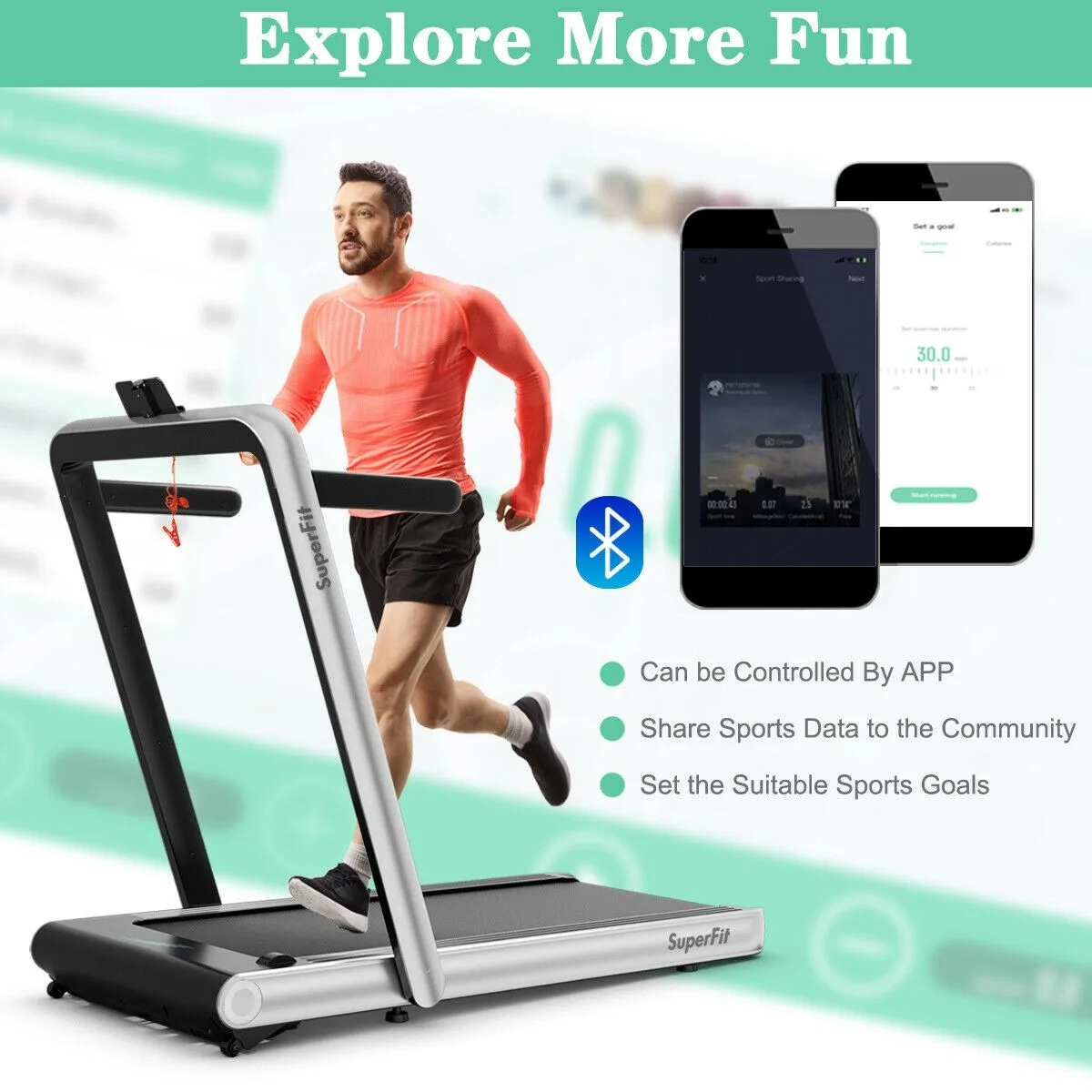 

GOPLUS Folding electric Treadmill fitness equipment 4.75HP 2 In 1 Folding Treadmill with Remote APP Control