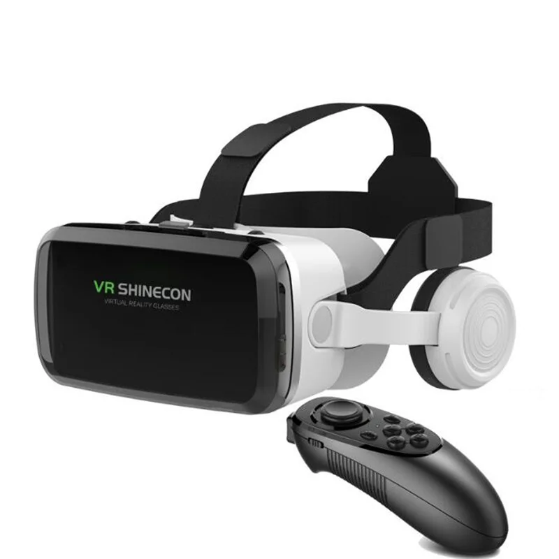 

G04BS Wireless VR Glasses 3D Virtual Reality Box Google Cardboard Stereo Mic Headset Helmet for 4.7-6.7" Smartphone+Joystick