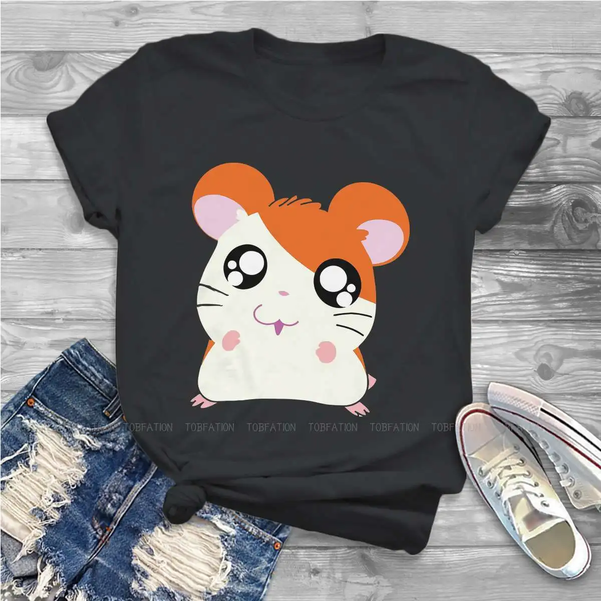 

Hamtaro Classic1 Women Tshirts Kawaii Hamster Tiny Animal Grunge Vintage Female Clothing Big size Cotton Graphic Tops