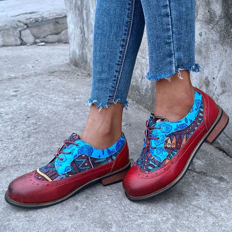 

Summer Shoes Ladies Large Size Women Casual Female Sneakers Round Toe Oxfords Print Autumn Modis Mixed Colors 2021 Big Size New