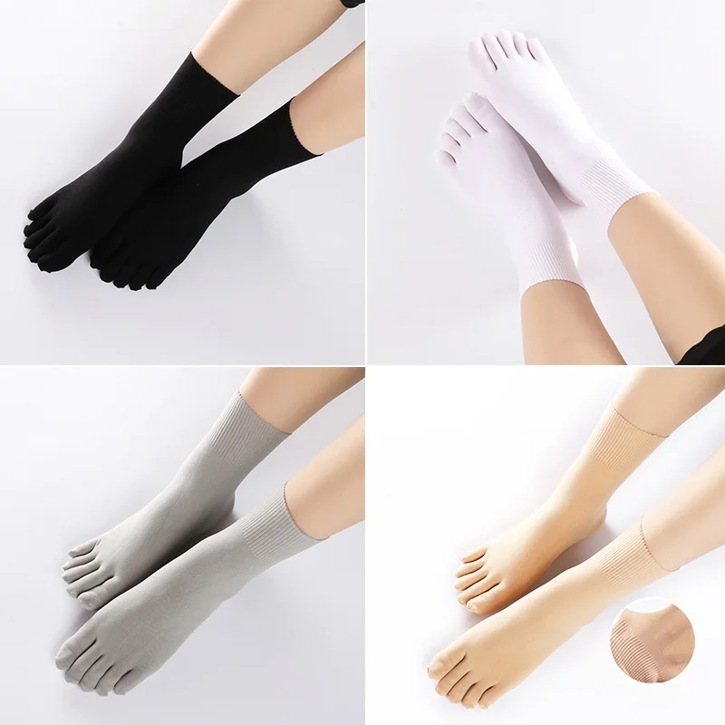 

Men Women Five Fingers Socks Breathable Toe Socks Sports Running Solid Color Cotton Silk Short Sock