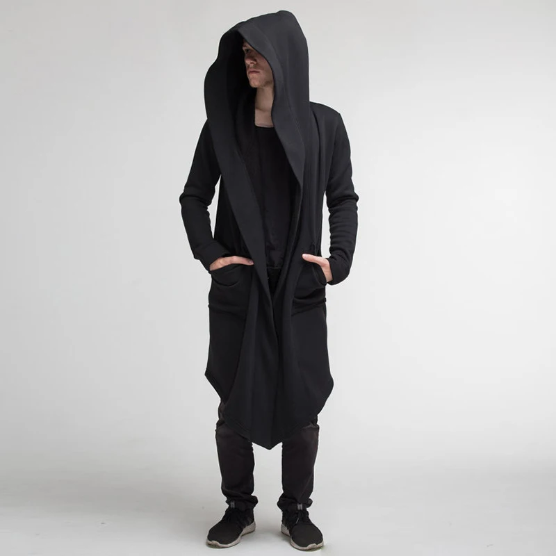 

Hooded Men Hoodies Sweatshirts Winter Spring Overcoats European Style XXXL Sweatshirt Man Cloak Coat Long Casual Streetwear A446