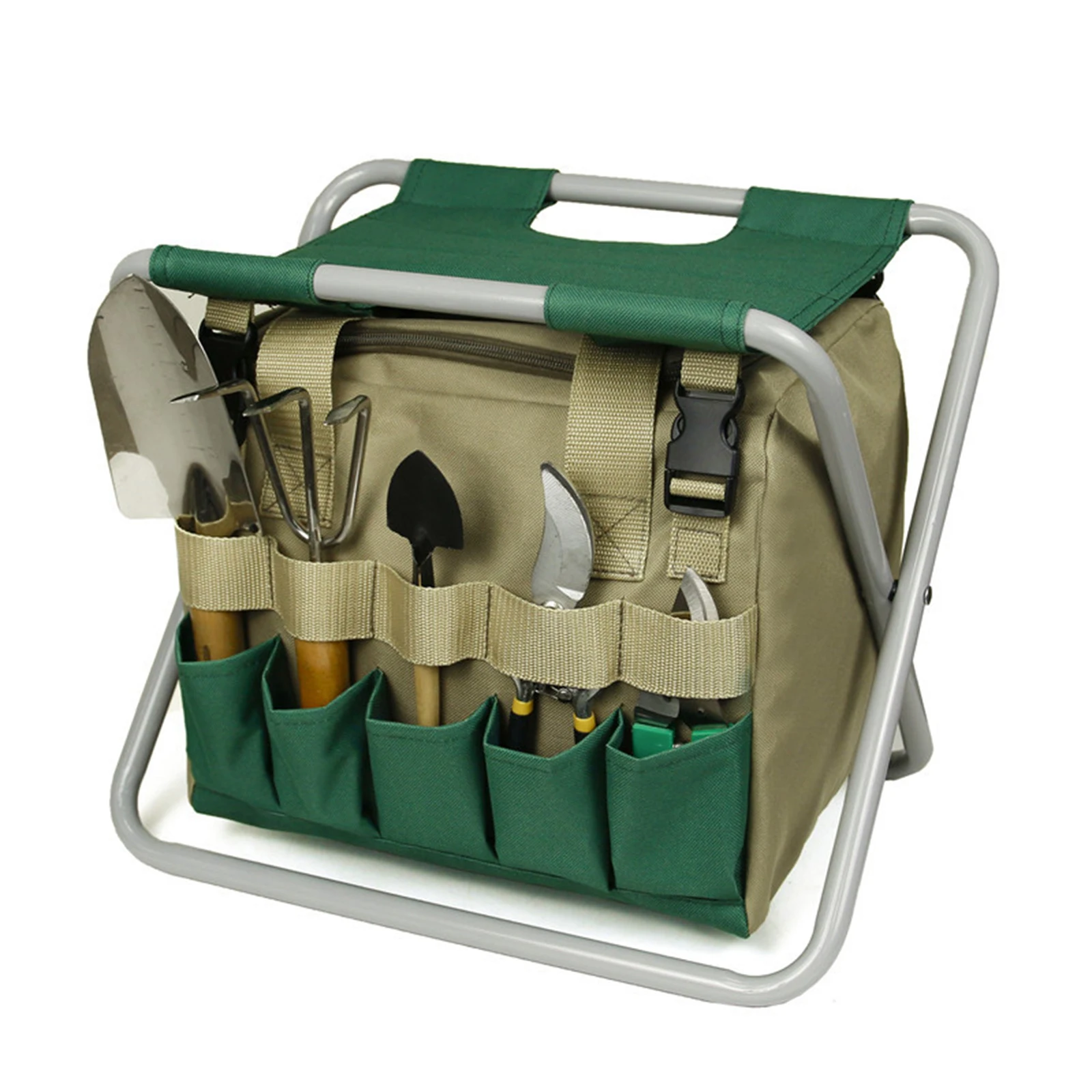 

Garden Kneeling Pad and Seat with Tool Pouches 2-in-1 Foldable Garden Stools