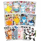 Детские наклейки для самостоятельной сборки, игры-головоломки, зоопарк, животные, динозавр, Акула, принцесса