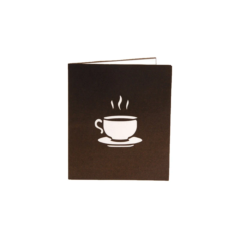 

3D Up Coffee Greeting Cards Christmas Birthday Valentine Invitation