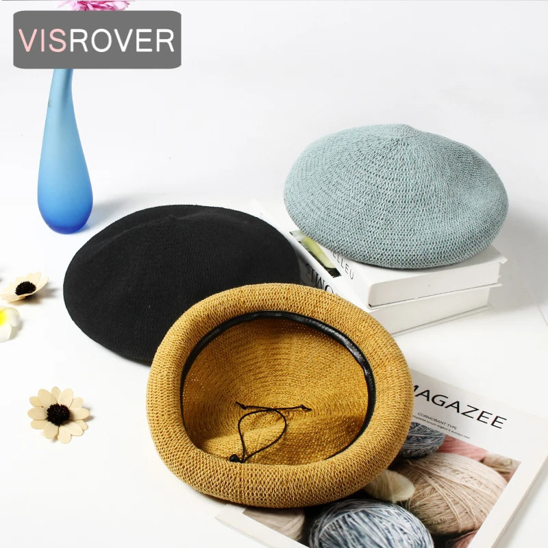 VISROVER 6 Colorways Summer Best Matched Beret Female Soft Spring Hat Solid Color Best Matched Women Boina Gift Wholesales