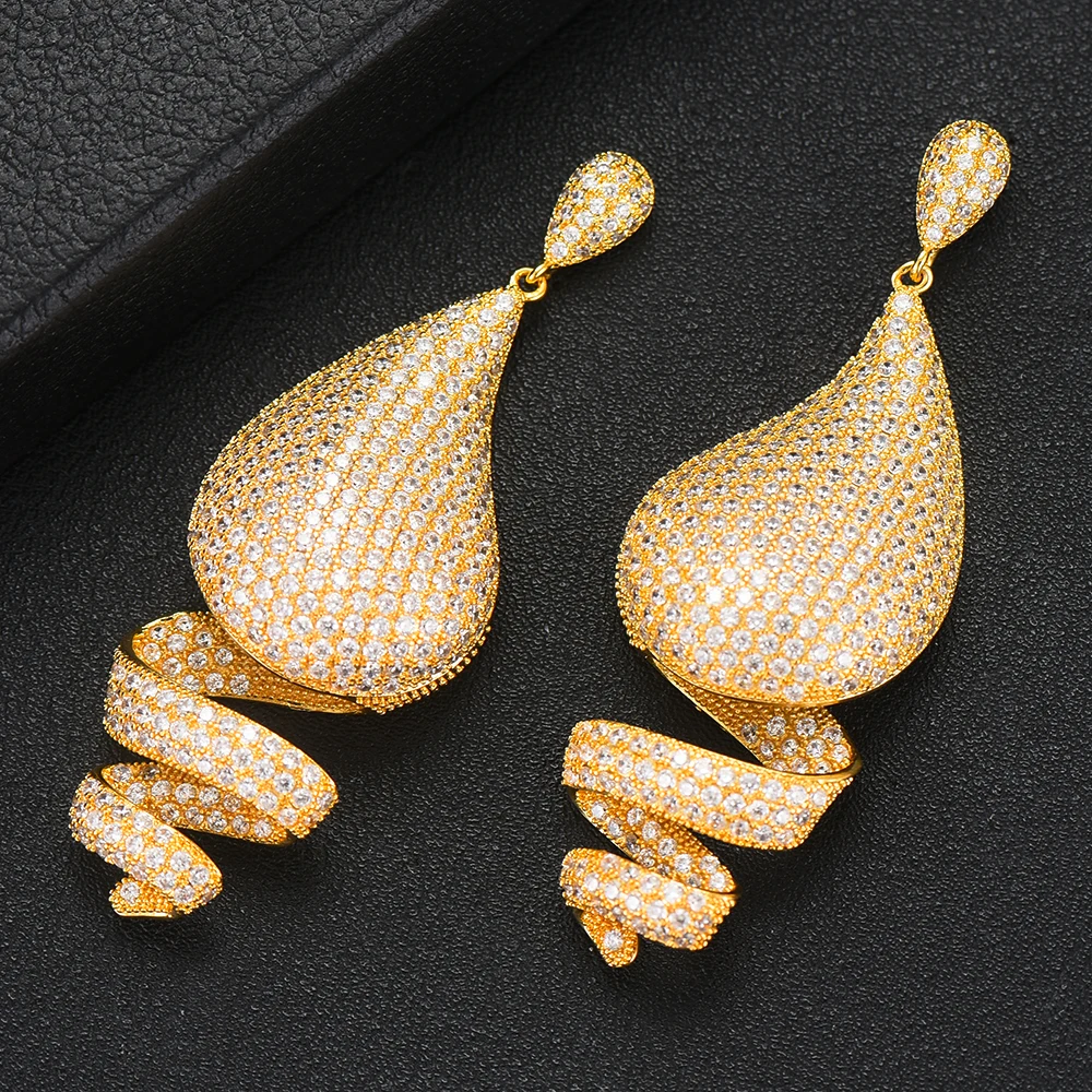 GODKI знаменитые капли воды серьги для женщин Модный кубический циркон праздничный