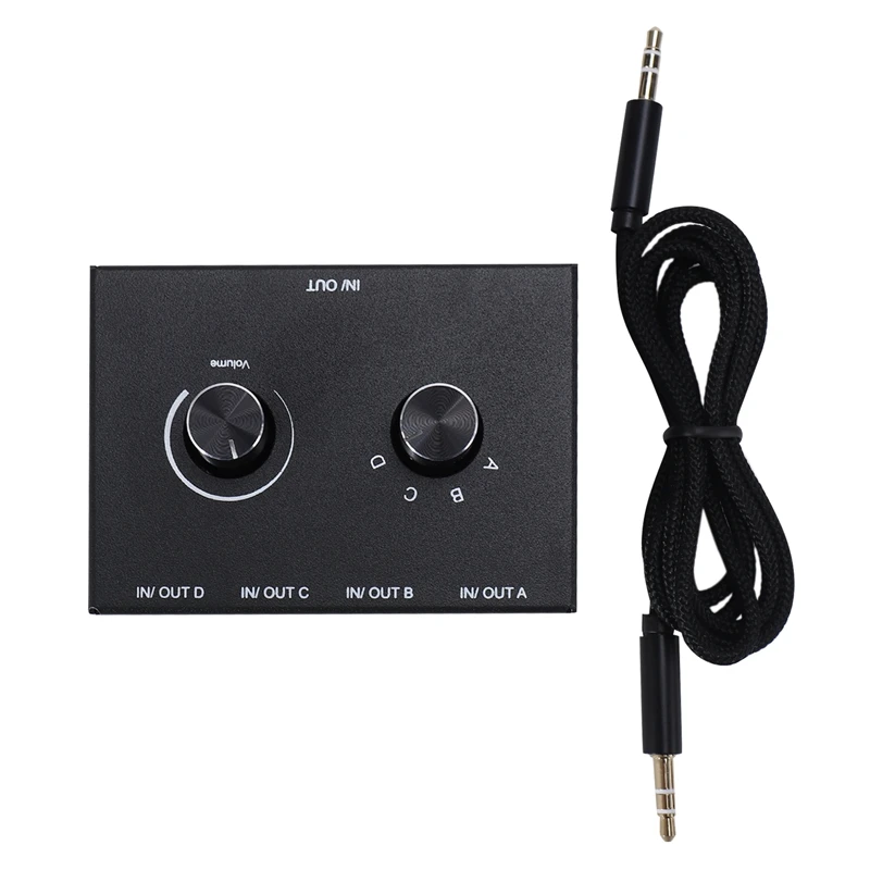 HOT-4 Port Audio Switch, 3.5Mm Audio Switcher, Stereo AUX Audio Selector, 4 Input 1Output/1Input 4 Output Audio Switcher Box