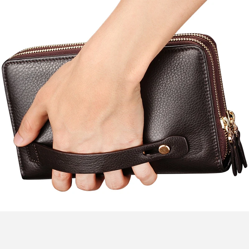 Leinasen мужские кошельки с карманом для монет Длинный кошелек на молнии мужчин