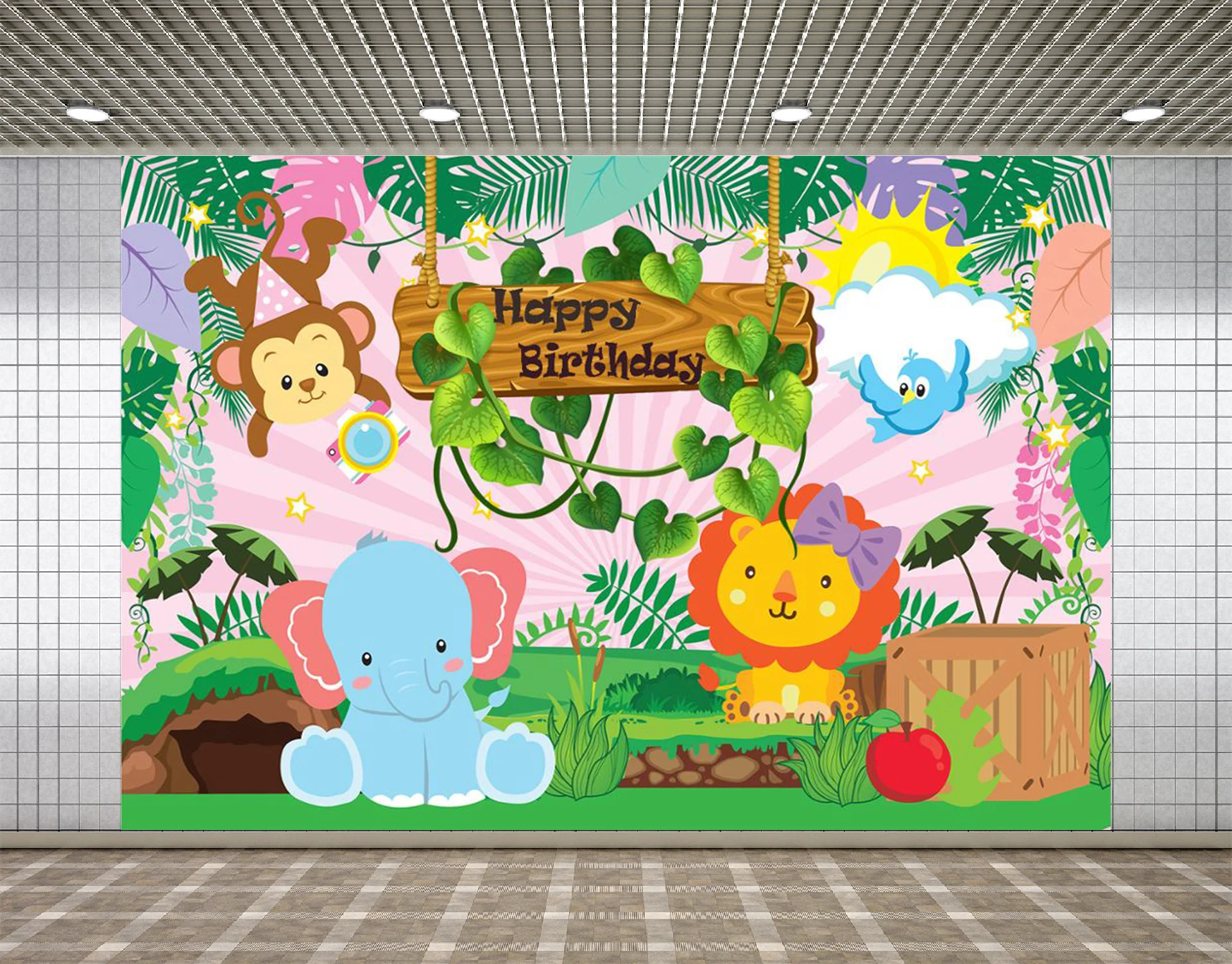 

Lyavshi 1st Birthday Party Photography Backdrop Jungle Safari Photo Background Baby Animals Forest Theme Party Banner Decor