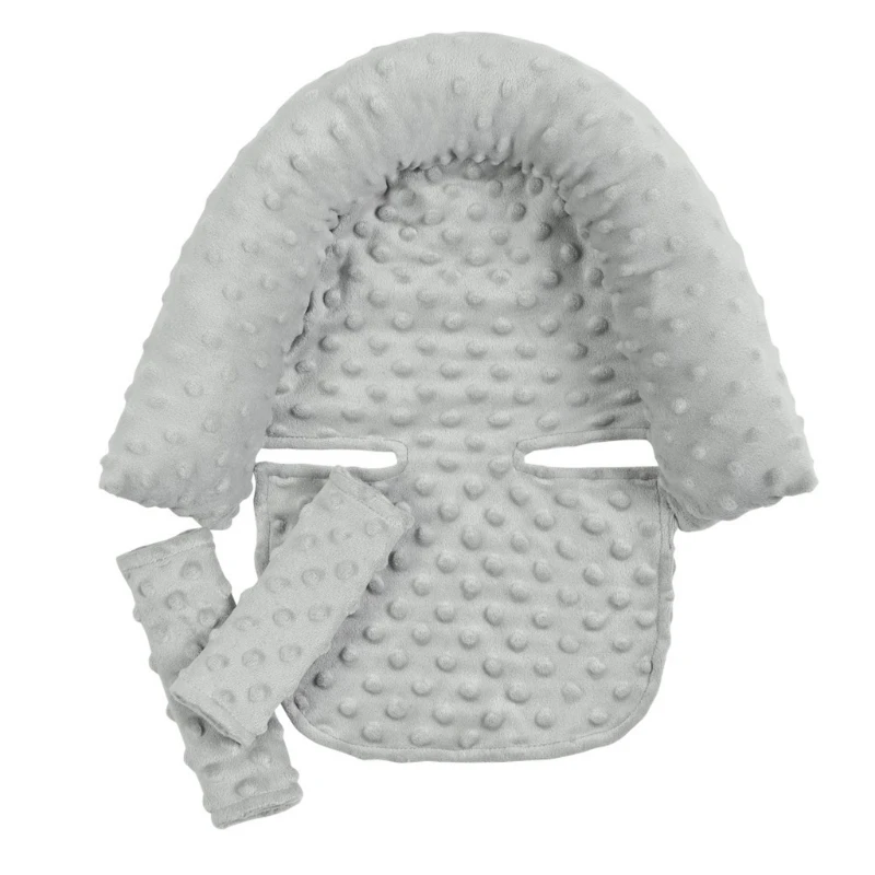 Almohada de apoyo para la cabeza del beb&eacute;, seguridad en el coche, suave, con cintur&oacute;n de seguridad a juego, fundas de correa, protecci&oacute;n para el cuello del asiento del beb&eacute;, reposacabezas-4