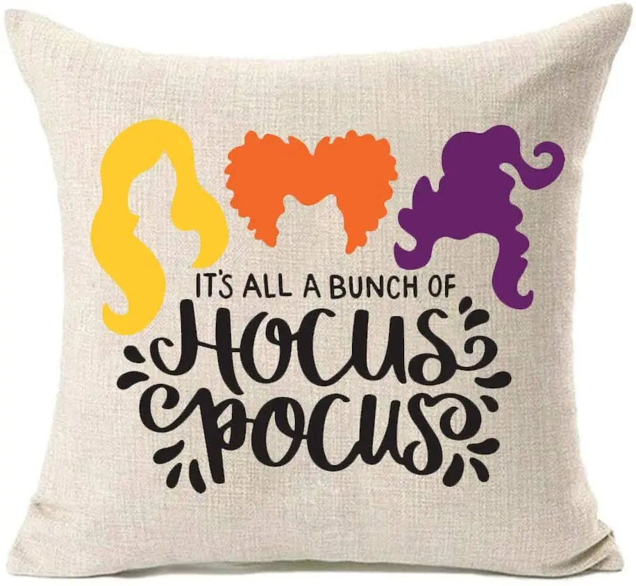 

It's All A Bunch of Hocus Pocus Halloween Pillow Covers 18x18 Inch,Halloween Decorations Sanderson Sisters Throw Pillow Cover