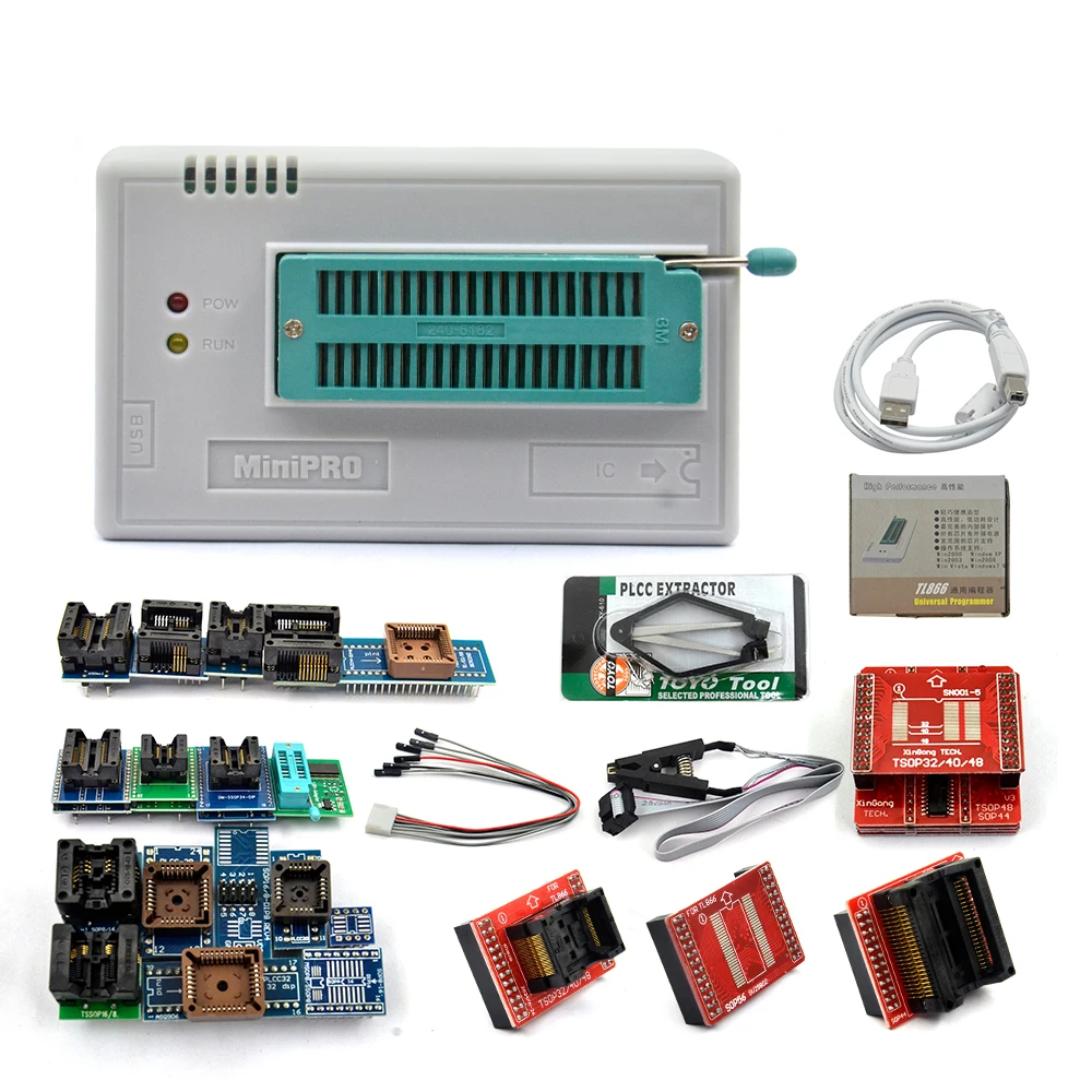 Оригинальный Новый V10.55 TL866II Plus Универсальный программатор Minipro + 25 адаптеров