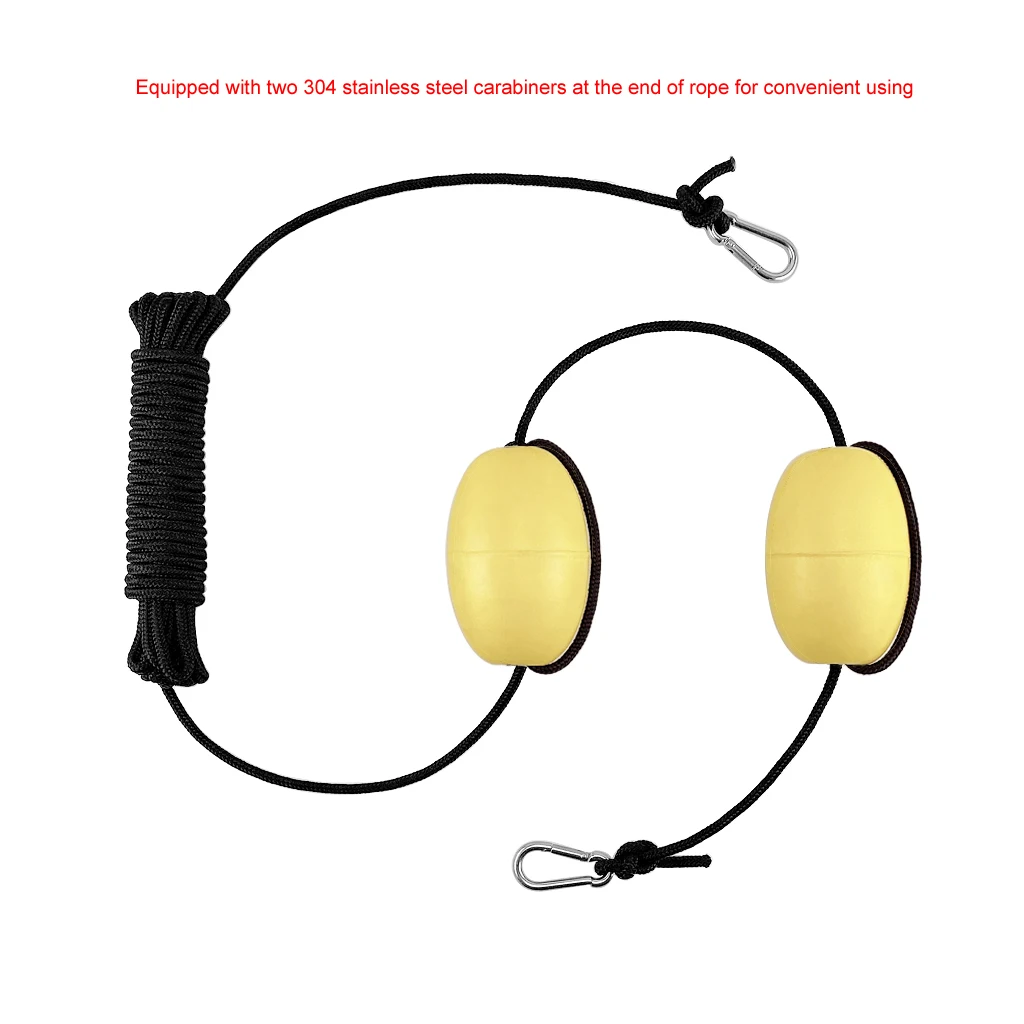 

Kayak Tow Rope Boating Floating Throw Anchor Line With Dual Floats End Clips Float Rope Buoy Safety Gear Buoyant Accessories