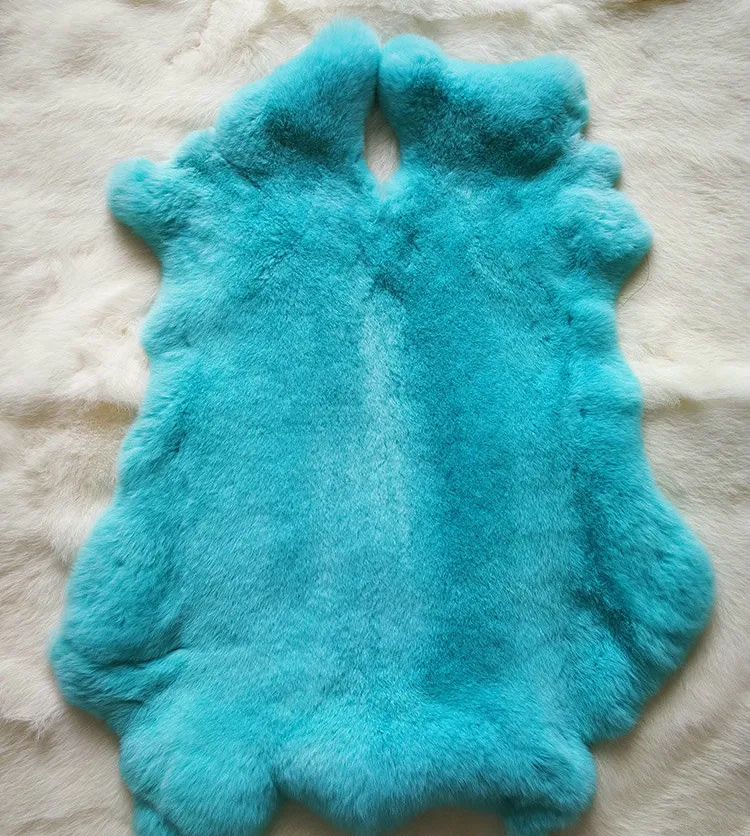 lake blue Цветная коробка из кожи кролика Рекс, общий набор, сделай сам, Мобильная Сумка из меха кролика Рекс, воротник из натурального меха, одежда из кожи, мех кролика, шерсть 45*28 см - Цвет: lake blue