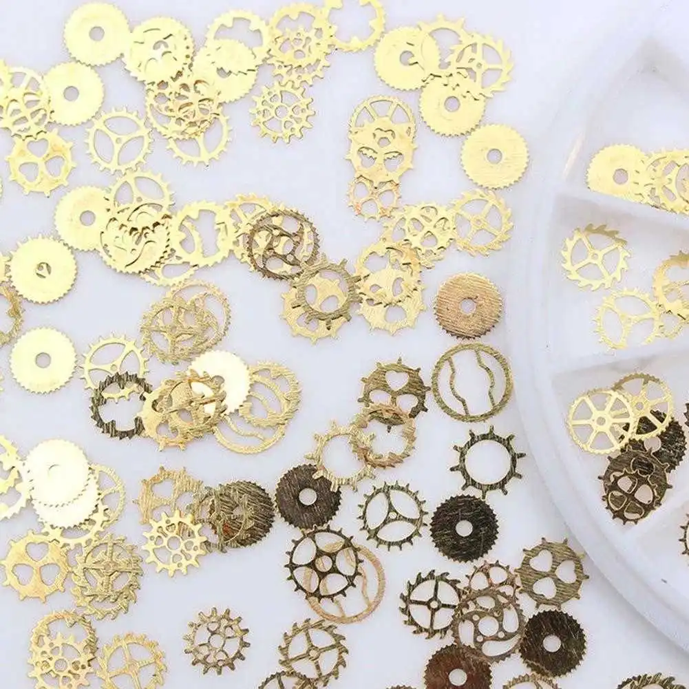 Украшения для ногтей 3D с золотым временем украшение медный механический