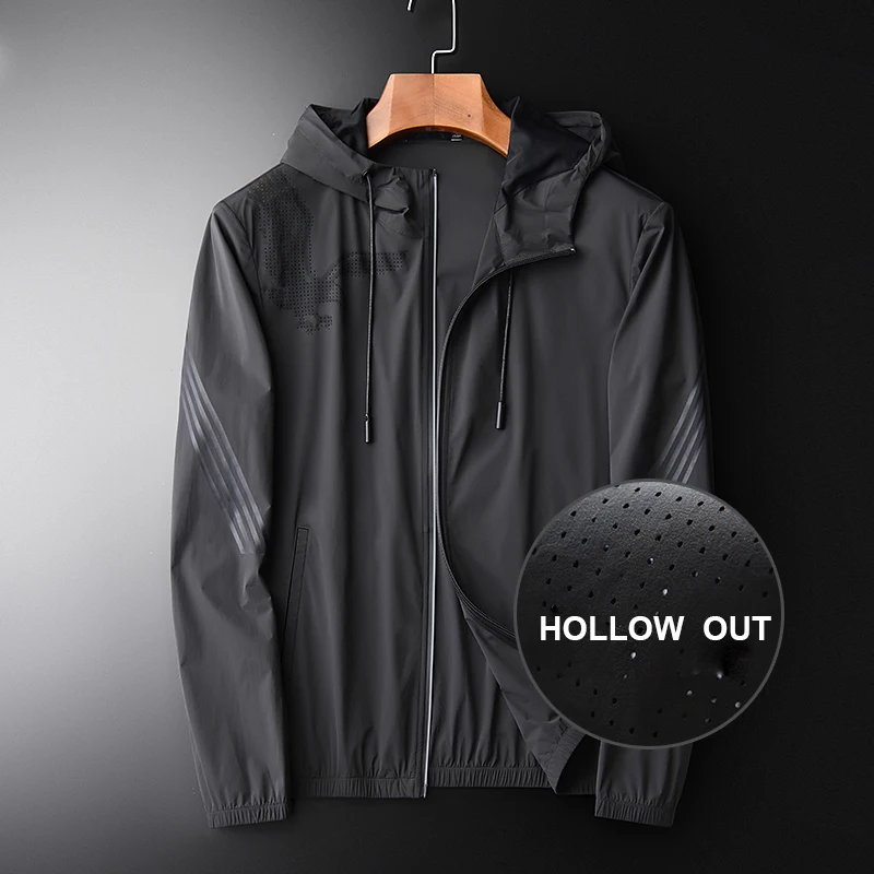 

Новая мужская куртка; Сезон весна-осень; Новый тренд лазерный благодаря открытому силуэту Mens Jackets And Coats желе с капюшоном и с принтом «человек...