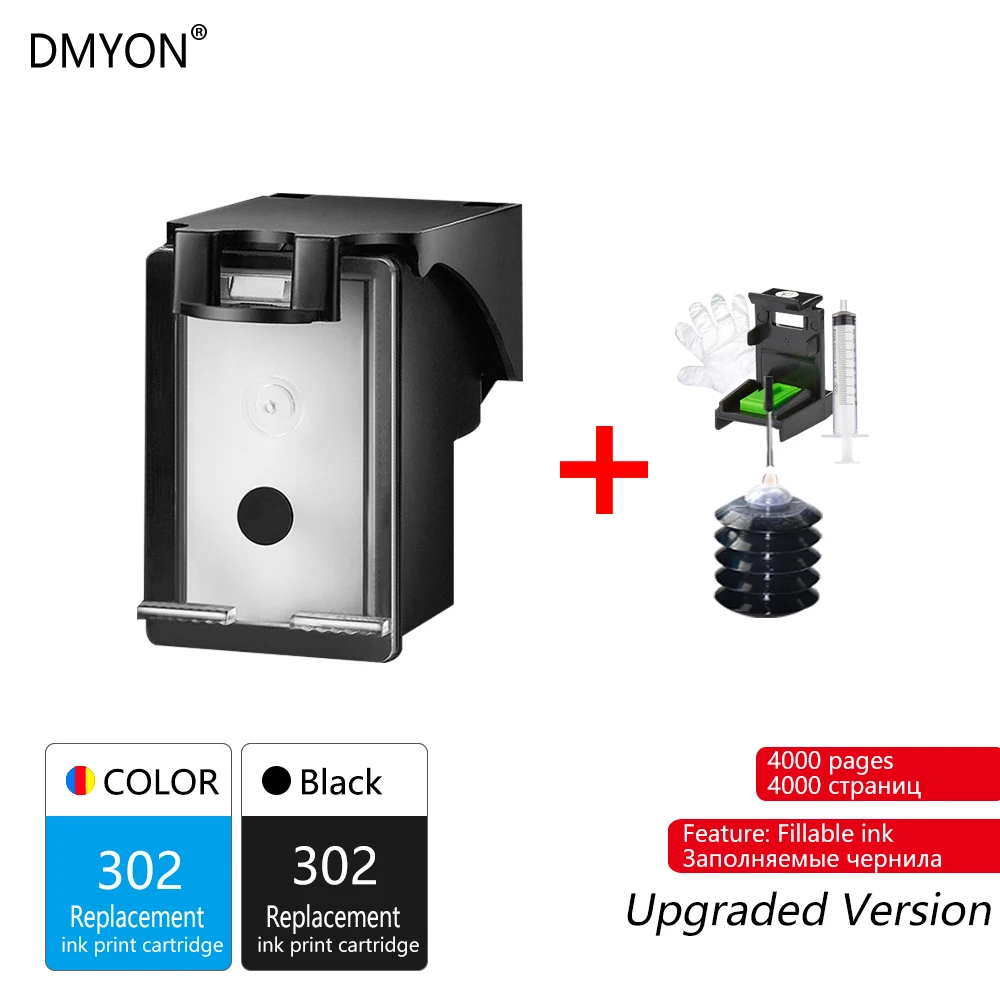 DMYON 302XL картуш Encre для hp 302 для hp Deskjet 1110 2130 1112 3630 3632 3830 Officejet 4650 4652 принтера чернильный картридж для hp 302