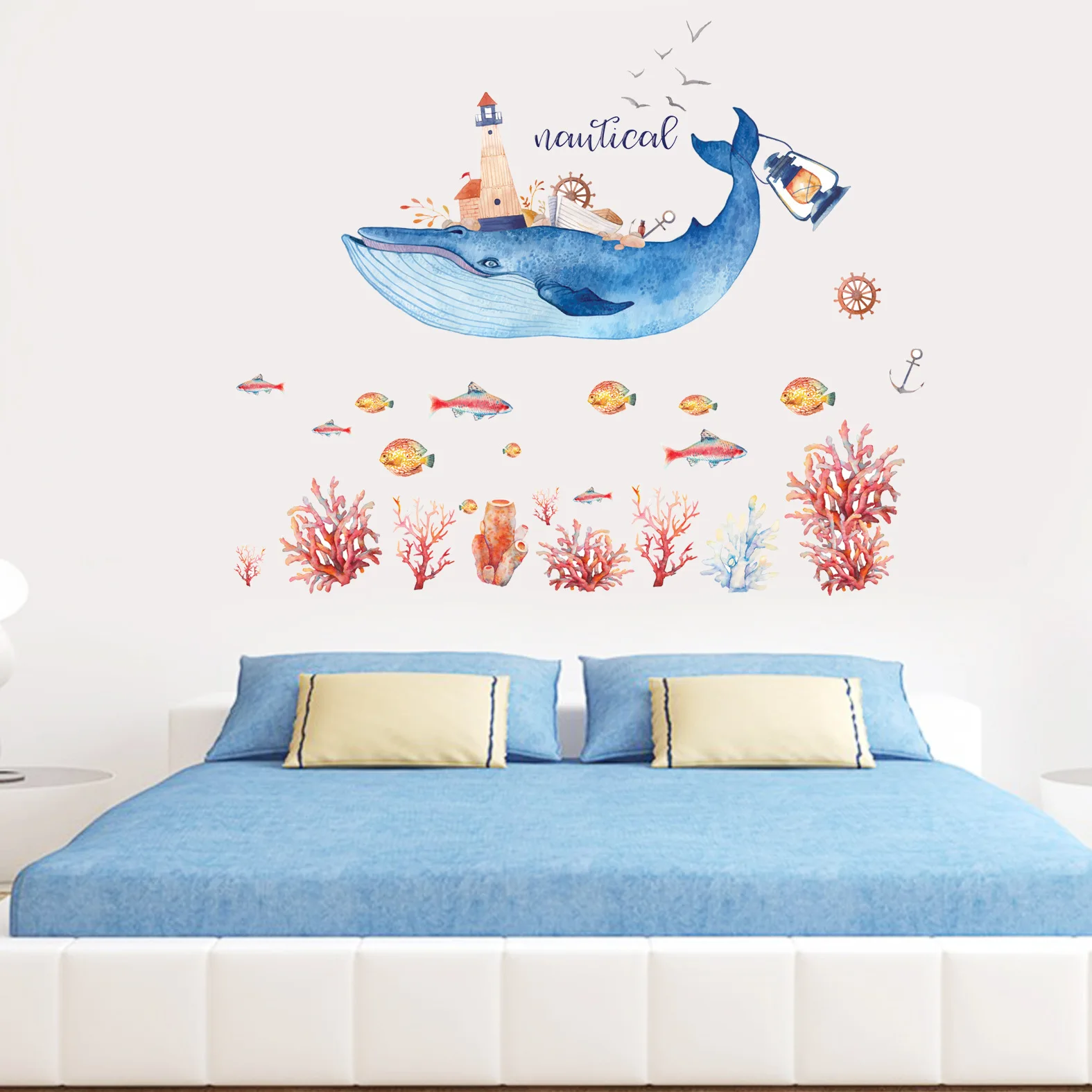 

New Cute Dolphin Wall Stickers Fo'r Living Room TV Bedroom Wall Background Wall Stickers Support a Generation of Hair