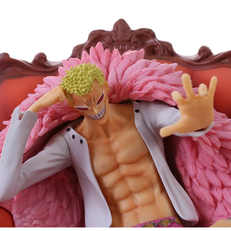 

23cm Anime One Piece Donquixote Doflamingo GK Figure With Sofa Sitting PVC Action Figures Collection Model Toys Doll fans Gift