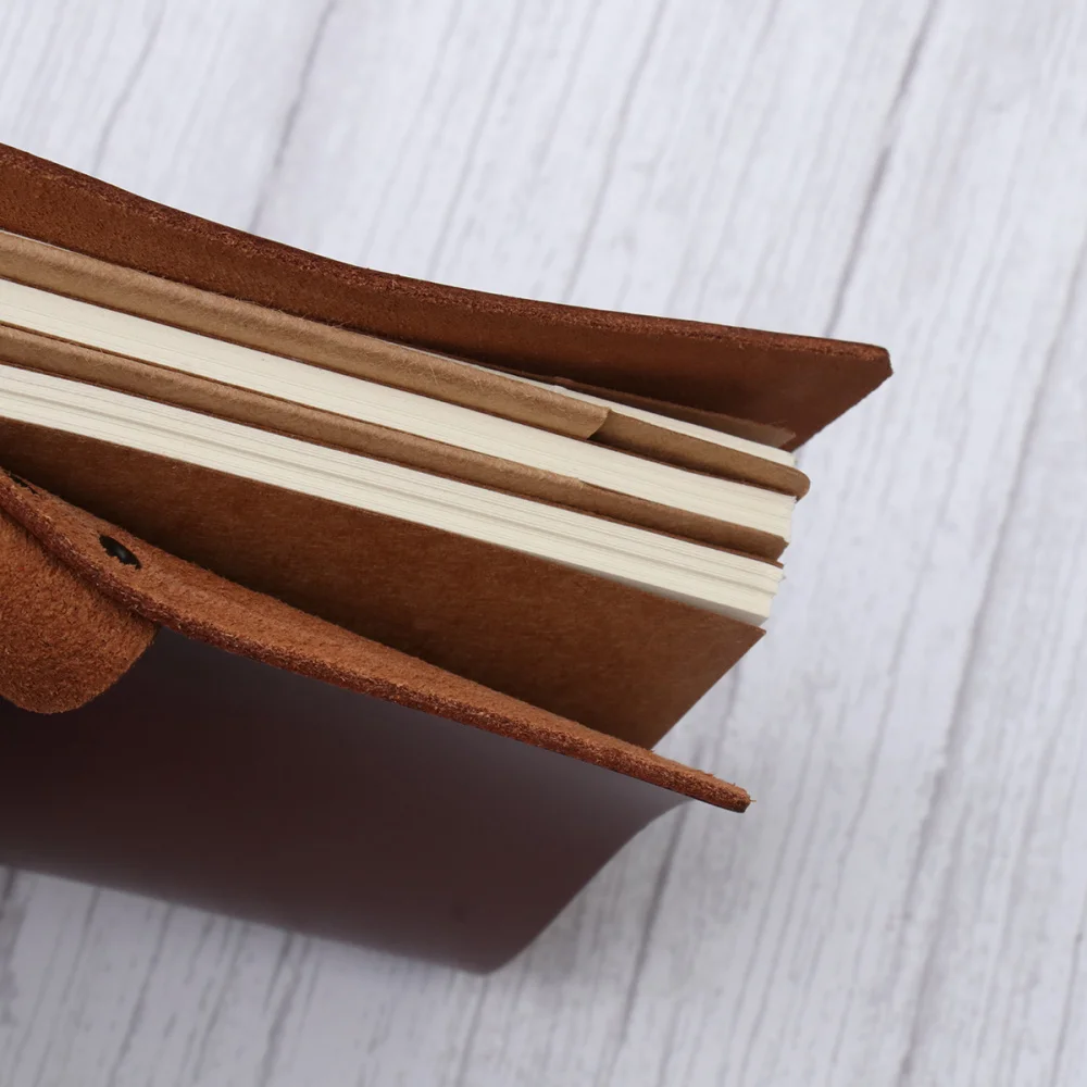 

Leather Jorunal Button Loose Retro Note Books Vintage Style Diary Leather Notebook Notepad (Reddish Brown)