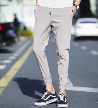 

BB300 Nine-point pants male Korean version of hipster slimming nine-point pants trend quick dry tie thin style pants
