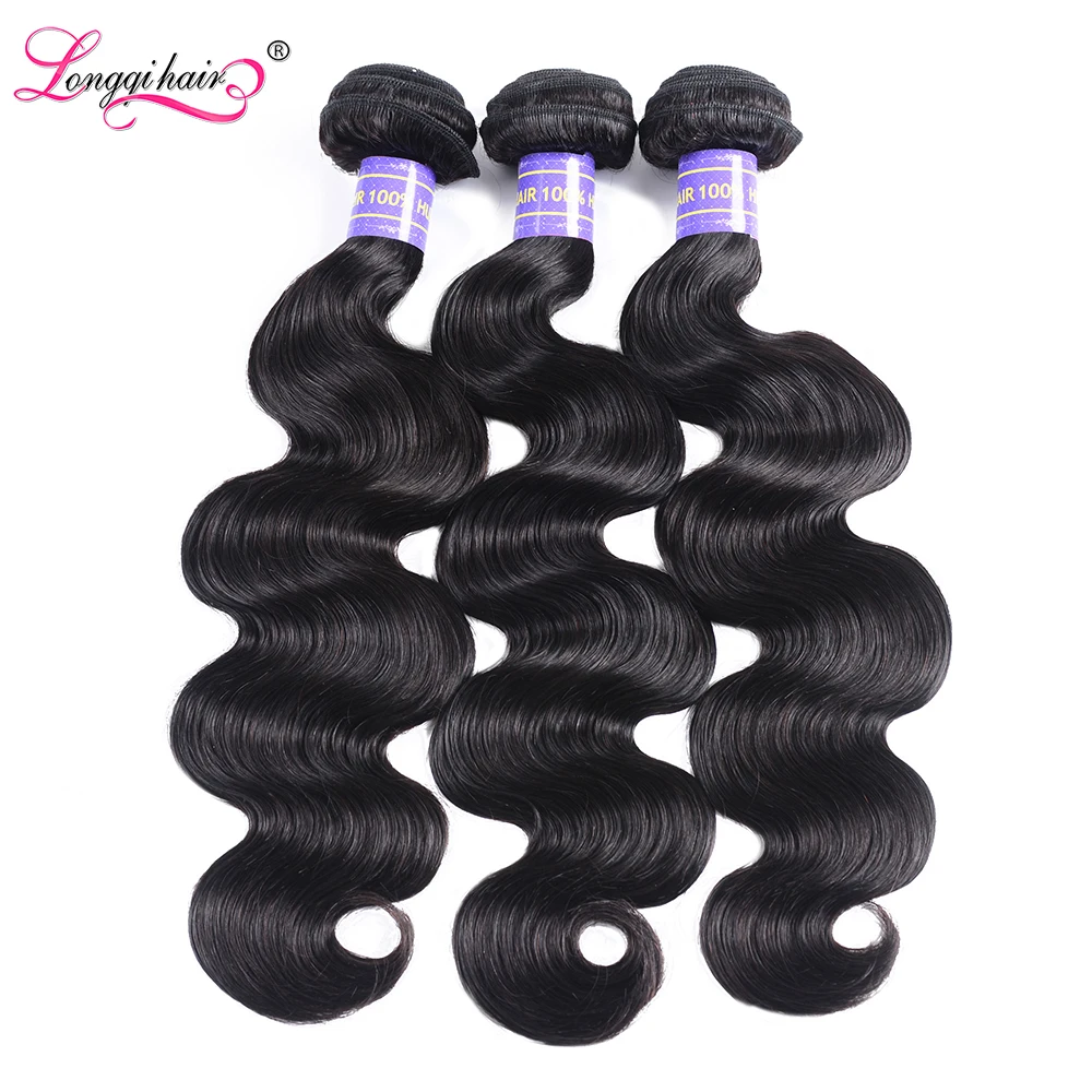 Longqi человеческие волосы пряди 1 3 4 пряди бразильские объемные волнистые пряди натуральные черные Remy натуральные кудрявые пучки волос 8-26 дюймов