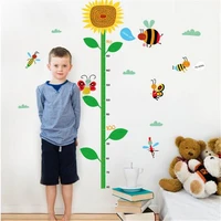 cartoon sunflower butterfly height sticker for kids room bedroom cute height meter wall stickers home decor