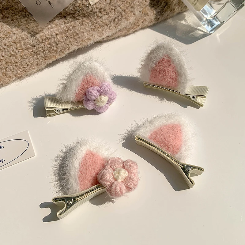 

Plush Fox Ear Hairpin Flower Hair Ring Cute Hair Accessories Fluffy Ear Cosplay Hair Clips Plush Fox Ear Hairbands Headwear