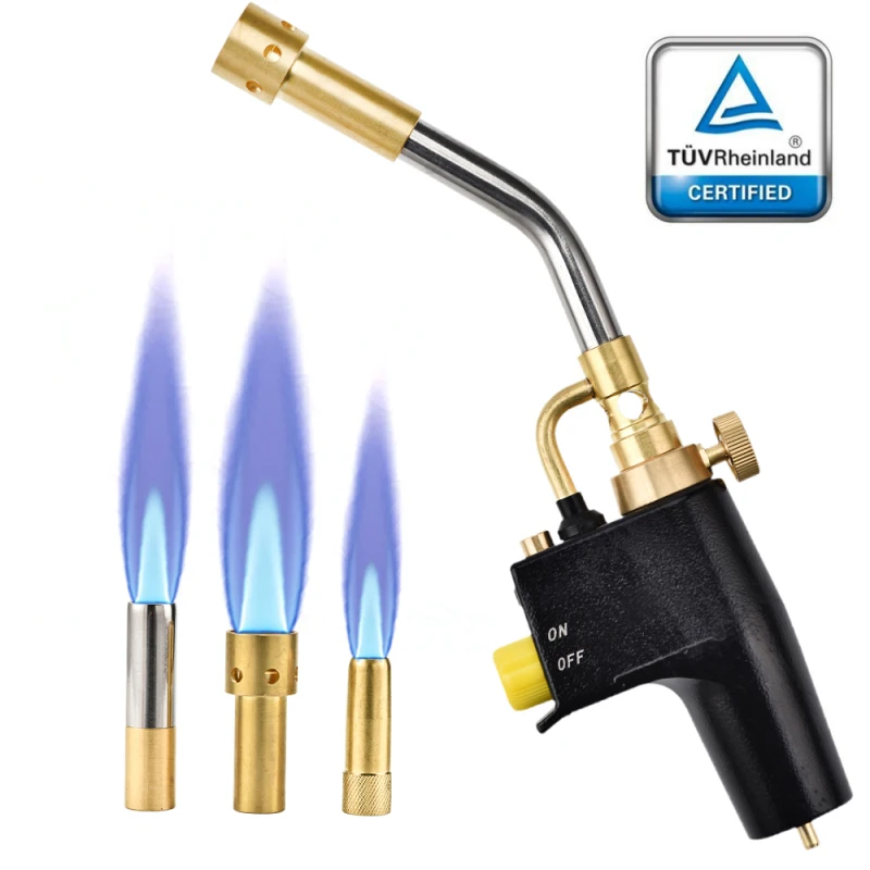 

Heat Propane Torch 3 Replaceable Nozzles Multi Purpose High Intensity Trigger Start Torch For Brazing And Barbecue