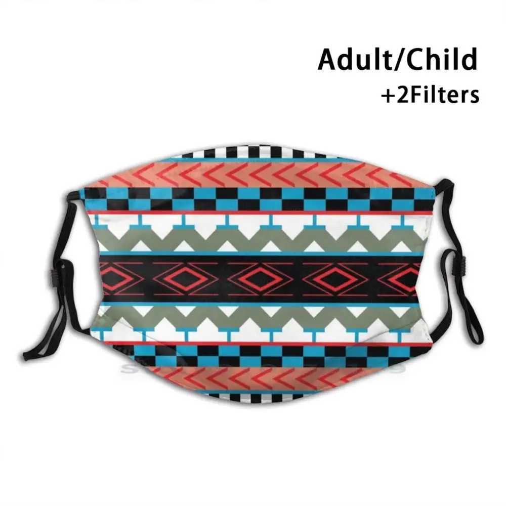 

Aztec Pattern Print Reusable Pm2.5 Filter DIY Mouth Mask Kids Aztec Mexico Spanish Geometric Pattern Vibrant Shapes