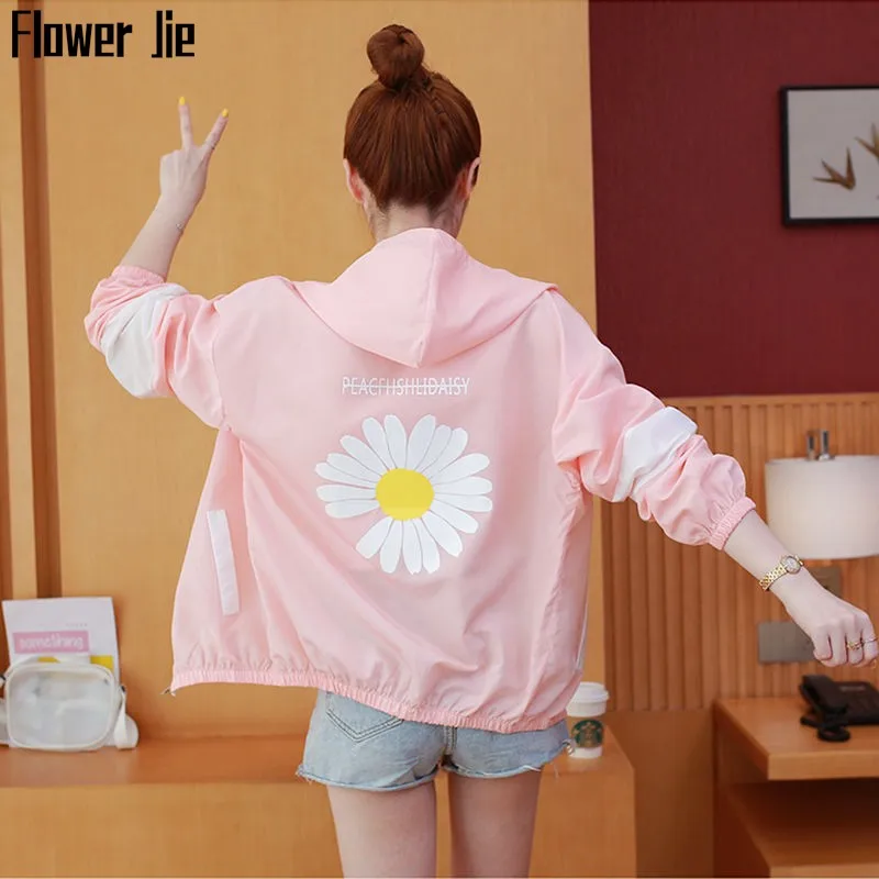 

Summer Jacket Women 2020 New Thin Windbreaker Outwear Female Coat Cartoon Print Casual Fashion Hooded Jackets Womens