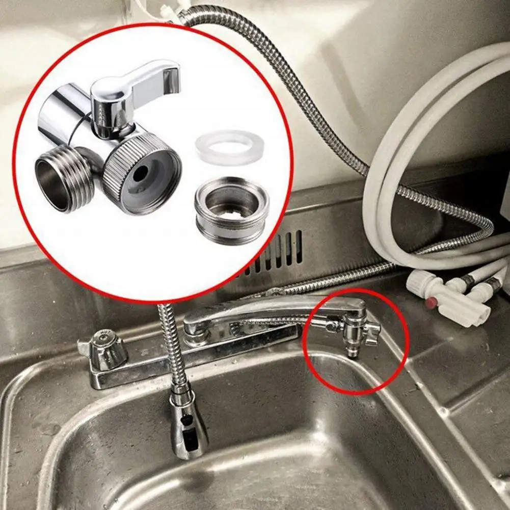 

Faucet Diverter No Leakage Easy to Install Copper 3 Way Tee Connector Water Adapter for Home