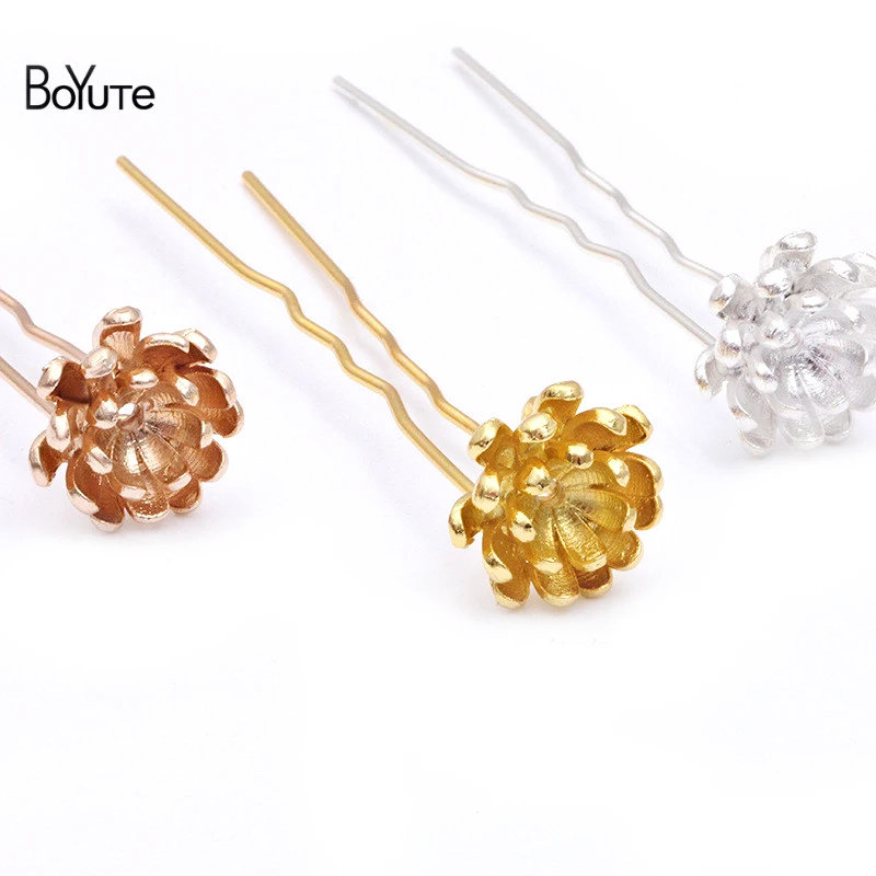 

BoYuTe Wholesale (20 Pieces/Lot) Alloy 19MM Flower Hair Stick with Loop Diy Hand Made Retro Palace Hair Jewelry Accessories