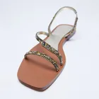 Сандалии женские на плоской подошве, удобная обувь со стразами, резиновые скандалы, большие размеры, бежевые, лето 2021