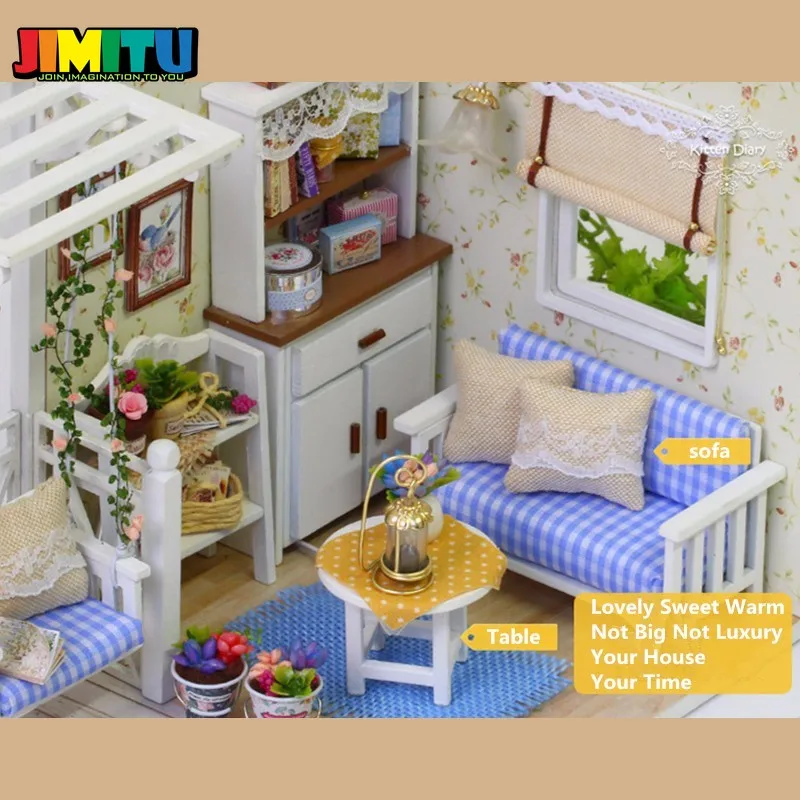 JIMITU cuterom 1/24 кукольный домик миниатюрный DIY набор светодиодный светильник крышка
