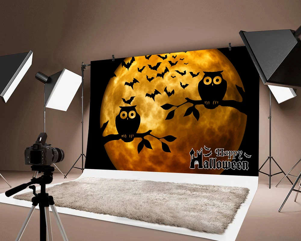 

Фон для фотосъемки на Хэллоуин с принтом Совы тонкий виниловый праздничный фон для вечерние ринки декорация для фотосъемки