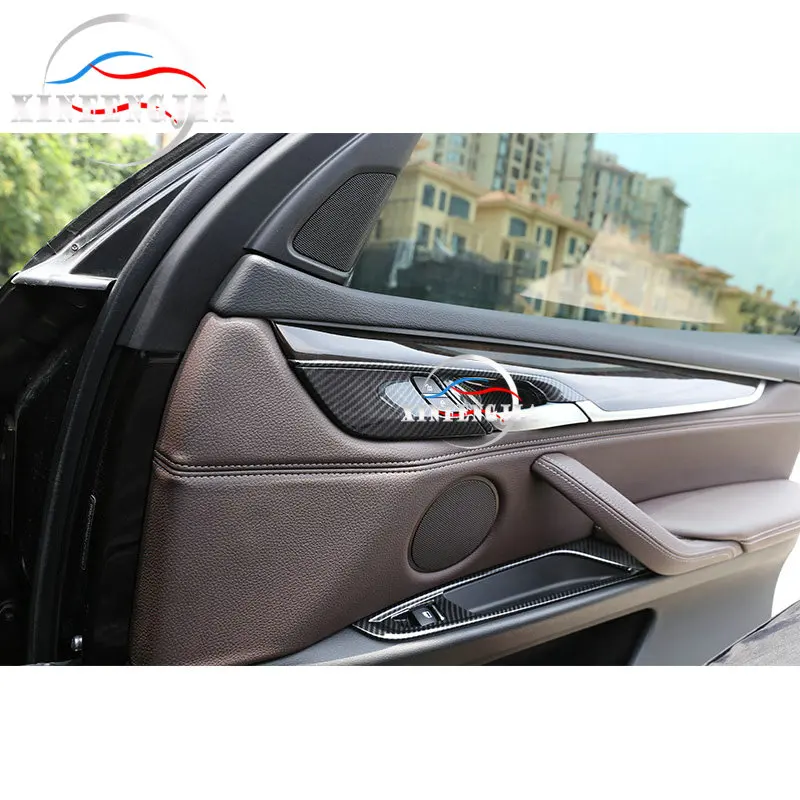 

For BMW X5 X6 F15 F16 14-19 4*Carbon Fiber Color Interior Door Handles Bowl Trim